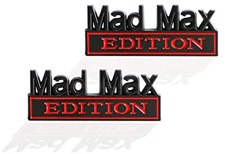 2 piezas MAD MAX Edition emblema de coche camión de repuesto para vehículo universal coche camión SUV (negro rojo)