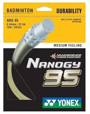 Yonex Nanogy 95 (0.69mm / 22 GA. 10m / 33 feet) Badminton Racket Strings (Cosmic Gold)