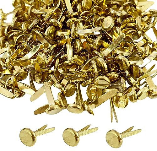 220 Stück Notenmaschine Pin Sheet Pins, Split-Pins, metallische Papierverschlüsse, 8 * 17 mm Mini Pins, goldene Rundkopfnägel, geeignet für Scrapbooking, Handdruckpapier