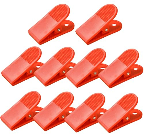 Lot de 10 pinces en plastique de 58 mm en forme de bouledogue pour classeurs, reçus, mémos, restaurants, gymnases, vestiaires, bureau – Rouge