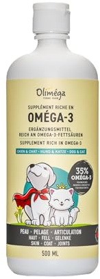 Camelina Oil for Dogs & Cats, 500mL by Olimega Farm | High in Omega-3 & Vitamin E | Support for Healthy Joints, Coat & Skin | Alternative to Salmon Oil for Dogs | Made in Canada | Non-GMO