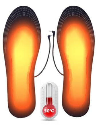 Beheizte Einlegesohlen, Elektrischer USB-wiederaufladbarer Fußwärmer, Outdoor Beheizbare Sohlen für Angeln, Wandern, Camping, Waschbar, für Männer und Frauen (35-40)