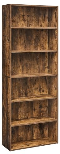VASAGLE Bücherregal 6 Ebenen, Standregal, Aufbewahrungsregal, verstellbare Einlegeböden, für Wohnzimmer, Homeoffice, Schlafzimmer, vintagebraun LBC166X01