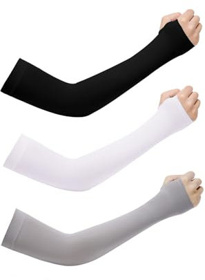 DHWEKU 3 Pares Mangas para Brazos, Unisex Manguitos Ciclismo de Compresión Mangas de Protección UV Elástica Transpirable para Actividades al Aire Libre, Cubrir Tatuaje