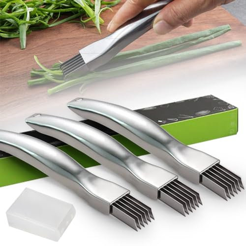 ComedyKing Shred Silk The Knife, nouveau couteau de broyage 2024 couteau à oignon vert haché en acier inoxydable amélioré, gadget multifonctionnel pour trancher les aliments ménagers (3pcs)