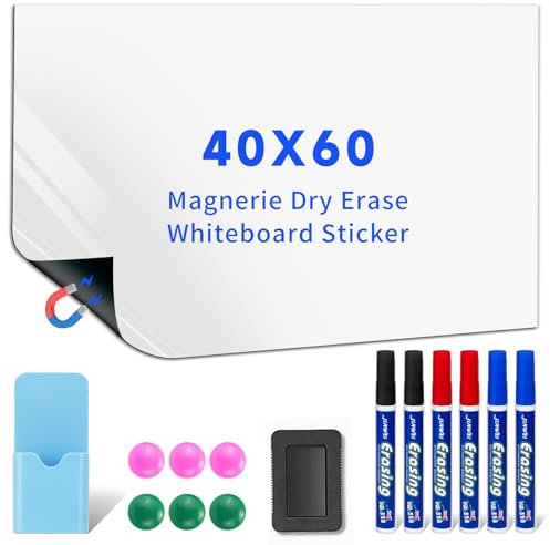 Whiteboard Magnetisch Folie- 40 * 60 cm Selbstklebende Rückseite, trocken abwischbare Tafel für die Wand, Whiteboard, Kontaktpapier für Kinder, Büro und Zuhause