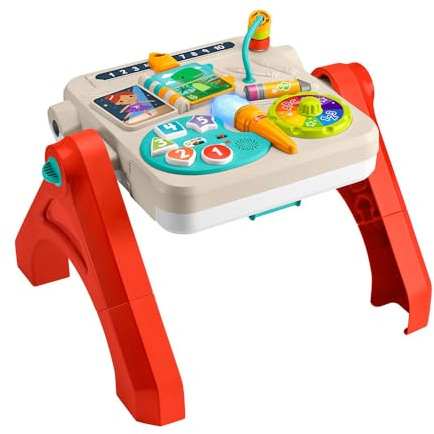 Fisher-Price - Tavolino attività 4 in 1, Pannello interattivo e cavalletto d'Arte, con luci, Suoni e canzoncine, Versione Italiano +ES+in+PT, Giocattolo per Bambini, 6+ Mesi, JGW89