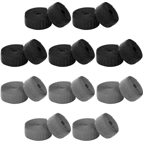Kardborreband, kardborrband för sömnad, 20 mm bred, 20 meter, extra starkt krokband, 5 svart + 5 grå