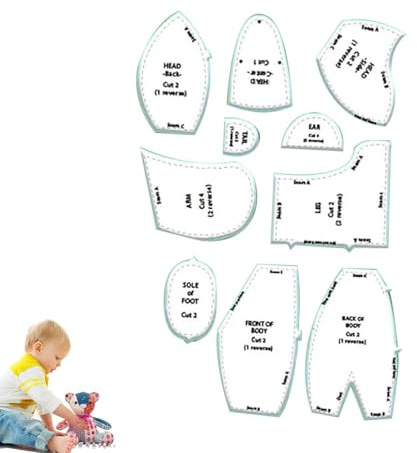 Generic - Juego de patrones de costura de oso acrílico, 10/12/15 pulgadas, juego de regla de acolchado de oso hecho a mano con instrucciones (idioma español no garantizado)