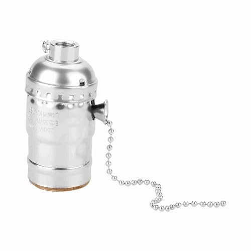 Douille de lampe à chaîne à tirer, pour ampoules à vis standard E27, style vintage, douille de lampe avec chaîne à tirer, pour cuisines, chambres à coucher, salles à manger, (2)
