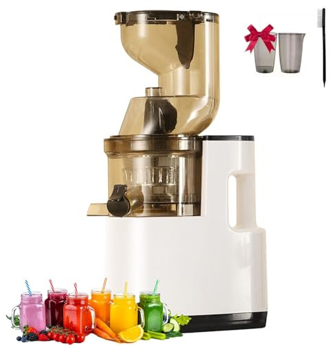 DOJOEUU Macchina per spremitura a masticazione lenta, spremiagrumi Commerciale Completamente Automatico, separazione dei residui di Succo, Funzione inversa, spremiagrumi centrifugo(Milky White)
