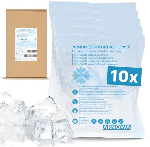 10x Compresses réfrigérantes jetables 12x15cm d’ARNOMED®, poches réfrigérantes à plier directement, compresses réfrigérantes instantanées pour gonflements et blessures, compresses réfrigérantes