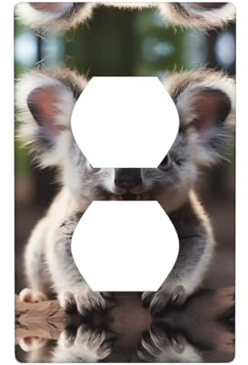 Phayah Placa de pared dúplex con patrón de koala, tamaño estándar, policarbonato termoplástico, doble enchufe