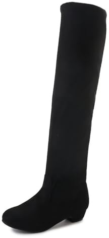 Allbestop Chaussure Femme Talon, La Modeuse-Bottes, Cuissardes Mi-Hautes en Suédine Botte au Dessus Du Genou Femme Bottes Talon Haut Bottes Plat Cuir Chaussettes(Noir,39)