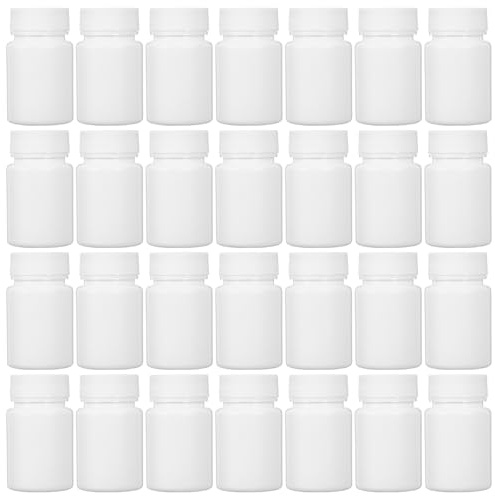 HONITANO 100pezzi Flaconi Vuoti per Pillole di Plastica Pe Bianco Contenitore per Capsule Tappo Vite Dispenser per Pillole da Barattolo Portatile per Integratori Vitamine e Compresse