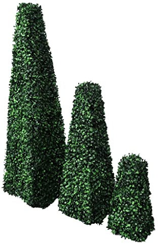 vidaXL Buchsbaum 3er Set Deko Kunstpflanze Buxus Künstlich Naturgetreu Formschnitt Buchsbaumhecke Dekopflanze Pyramide