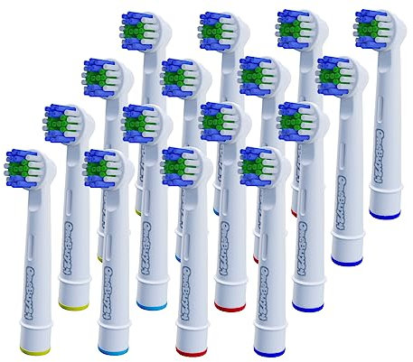 OneBuy24 - Aufsteckbürsten kompatibel mit Oral-B elektrischen Zahnbürsten - Kompatibel mit Precision Clean, Vitality, Professional Care, (16 Stück)