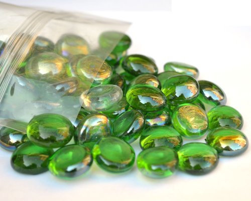 ARSUK Glasperlen, Farblos Kieselsteine - 80 Stücke Glassteine Glaskiesel Dekosteine Für Garten Glasnuggets Klare Kieselsteine Shop U-COZP-WNK0 Glaskugeln flach grün Glasperlen, Farblos Kieselsteine