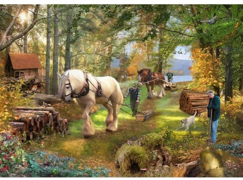 The House of Puzzles - Horse Power Jigsaw - 500 Piece Jigsaws For Adults, Artist Illustrated, Scenic Landscape, Deluxe Puzzle Gifts