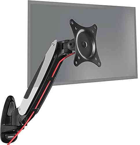 Duronic Monitor Arm Wall Mount DM65W1X1 | Bracket for Single PC Computer Screen | Aluminium | For One 15”-27” LED LCD TV Television | VESA 75/100 Fixing | Tilt +85°/-90°, Swivel 180°, Rotate 360°
