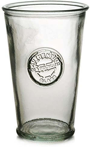 bar@drinkstuff Authentic Recycled Glass Tumblers 10.6oz / 300ml - Set of 6 - Vintage Green Glass Highball Glasses