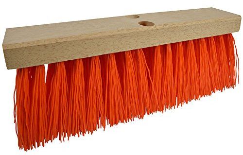 Janico 4016 Bristles Street Broom Head, 16 Inch, Orange Poly Bristles, Brown