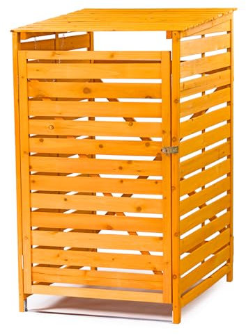 KCT Single Wheelie Bin Store - 240L Wooden Outdoor Storage Shed Recycling Rubbish Bins Hideaway
