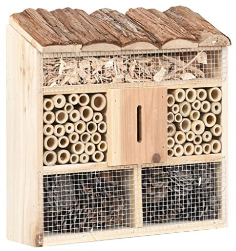 vidaXL Hotel de Insectos Casa Abejas Abejorros Mariposas Mariquitas Balcón Jardín Patio Terraza Naturaleza Decoración 30x10x30 cm Madera de Abeto