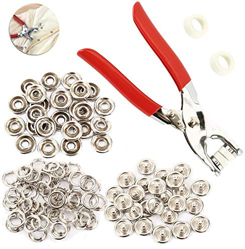 100PCS Boutons-pression en métal avec pince 9,5 mm, Boutons pression metallique sans couture Pour bricolage Vêtements artisanat de couture Accessoires