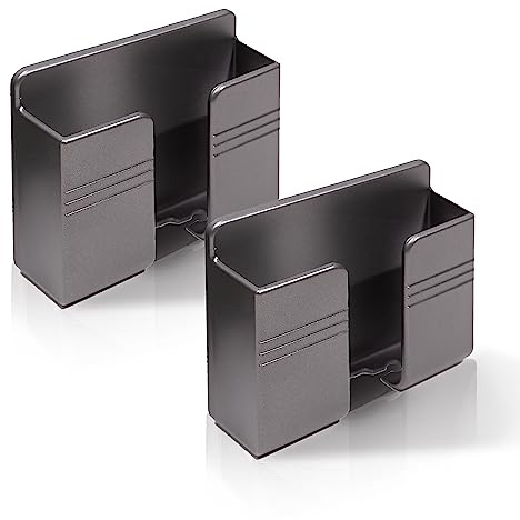 Wandhalterung Handy Ladegerät Halterung, 3M Selbstklebende Handy Wandhalterung für Ladegerät, Fernbedienungs-Aufbewahrungskoffer, Handyhalterung Wand mit Empfangsloch für Datenkabel (2 Stück, Grau)