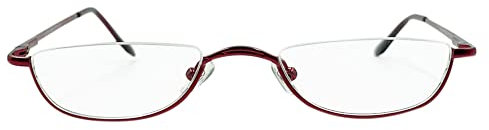 SEIUKS Half Moon Half Frame Slim Reading Glasses Metal Frame with Spring Hinges Eyewea for Men Women red 300