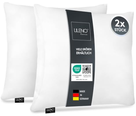 LILENO HOME Cuscino in microfibra 60 x 60 cm [set da 2] lavabile fino a 95 gradi con chiusura lampo, cuscino 60 x 60 cm come imbottitura per cuscino per letto o come cuscino decorativo, cuscino per