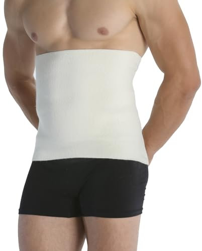 Easy8 - (Weiß, XL Bauchweggürtel, Nierenwärmer Herren, Bauchbinde aus Wolle und Baumwolle, Rückenwärmer, Nierengurt, Bauchgurt, Bauchband, Damen, Unisex, thermisch, elastisch