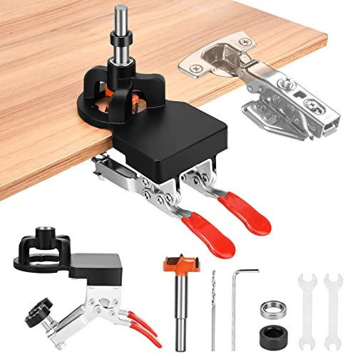 35mm Scharnier Bohrschablone, Scharnier Bohrlehre Set, Tischler Lochsägevorrichtung, Verdeckte Scharniervorrichtung, Bit Holzschneider Für DIY Werkzeug