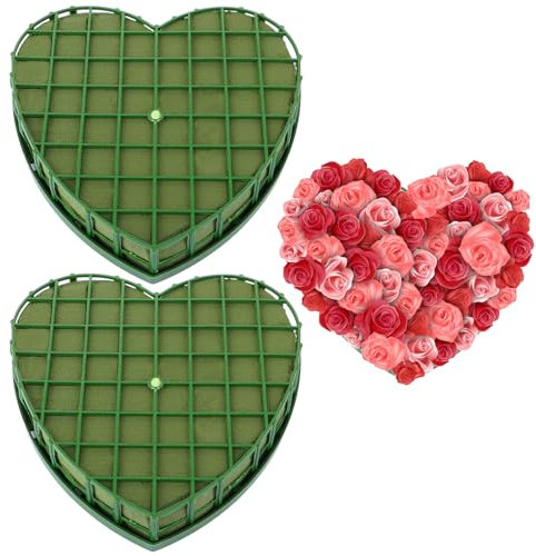 CYEER 3 pezzi schiuma a forma di cuore con griglia, schiuma per fiori con 2 dimensioni, 30 cm e 20 cm, spugna per fiori, pasta per fiori artificiali, composizioni floreali, decorazioni fai da te per