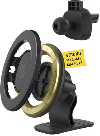 Scosche MagicMount SMSDV MagSafe Car Mount, Magnetic Cell Phone Holder, Phone Stand for Dash/Vent Compatible w/iPhone 15/14/13/12/Pro/Max/Plus/Mini/Mag Safe Accessories, Dashboard/Vent Phone Mount