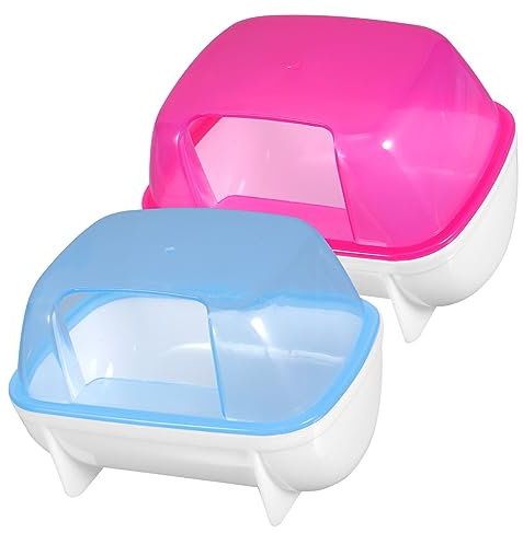 Happyyami 2stücke Sandbadezimmer Für Kleine Haustiere Hamster Und Chinchillas Badezimmerbehälter Mit Badesand Blau Aus Langlebigen Materialien Tragbar Für Hause Und Unterwegs Kippsicher