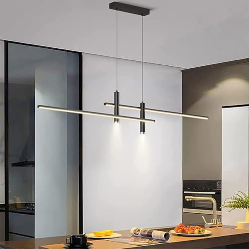 Lampada a sospensione a LED per tavolo da pranzo, lampada da pranzo, dimmerabile, 3000 K-6500 K, con telecomando, per cucina, soggiorno, altezza regolabile, lampadario moderno per lampada a