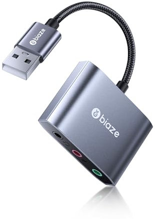 biaze Scheda audio USB, adattatore USB a jack da 3,5 mm, scheda audio esterna per Windows Mac Linux PS4 PS5 Switch (Y68)