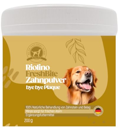 Riolino Zahnpflege Hund - Zahnsteinentferner Für Hunde - saubere Zähne Mit Natürlichen Inhaltsstoffen - Made in Germany - Effektive Mundhygiene Gegen Mundgeruch und Entfernung von Plaque 200 g