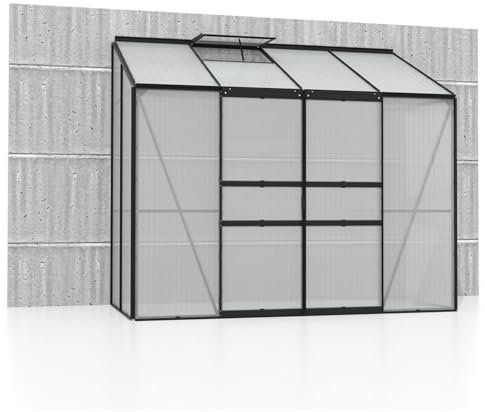Vitavia Anlehn-Gewächshaus Styx 3300, schwarz, 3,3 m², 4 mm HKP | Wetterfestes & stabiles Wand-Gewächshaus zur Pflanzenanzucht | Ideales Treibhaus für Gemüse, Kräuter & Blumen