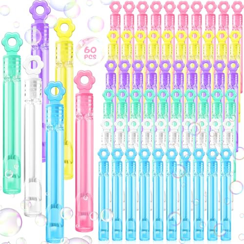 AMCHLEL 60x Mini Seifenblasen, Seifenblasen Kinder, Bunt Seifenblasen Set, Seifenblasen Kleine, Seifenblasen Kinder Mitgebsel, Seifenblasen Stäbe für Kindergeburtstag Bubble Geschenke Hochzeit Party