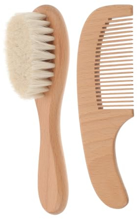 Kit Brosse et Peigne Bébé en Bois 1 Set pour -Nés, Doux