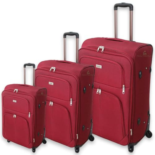 Set 3 Valigie ORMI espandibile Valigia semirigide in tessuto poliestere 4 ruote piroettanti trolley piccolo adatto bagaglio a mano per cabina con compagnie lowcost (Bordo)