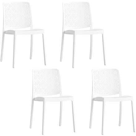 SIEDITI FUORI E DENTRO Chaises de Jardin en polypropylène avec Fibre de Verre, chaises empilables pour extérieur ou intérieur, Design Moderne et ajouré - Yara (4 chaises, Blanc)