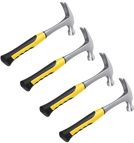 LEXININ 4 PCS 16oz Claw Hammer, Hammer Framing with Comfortable Grip for Pin Nail Electrician Carpenter