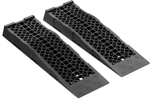 Wiltec Lot Rampes Camping-Car 5 T Max. Cale d’accès Polypropylène 70x 20x7,8 cm Calage Véhicule Caravanes et Voitures Basses Nivellement & Entretien & Immobilisation Véhicule Butée Bloque-Roue