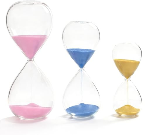 Alyxen Reloj de Arena, 3 Relojes de Arena Coloridos, Reloj de Arenas de Crista de 5/10/30 Minutos, Temporizador Colorido para Cepillado de Dientes, Aprendizaje, Juegos y Decoración del Hogar