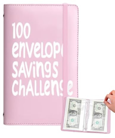 100 Envelope Challenge Binder, A5 Money Saving Wallet Budget Savings Challenge Book to Save $5,050 Cash Binder for School, Home, Office, Daily Finance Organization