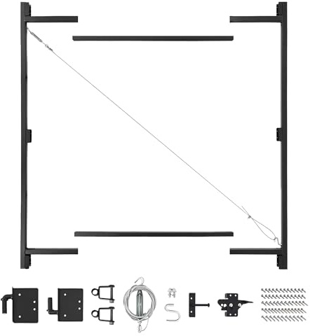 Adjust-A-Gate Steel Frame Gate Building Kit, Fits 36-60 Openings & Up to 7', Black - Heavy-Duty Outdoor Reinforcement & Accessories for Gates and Fences